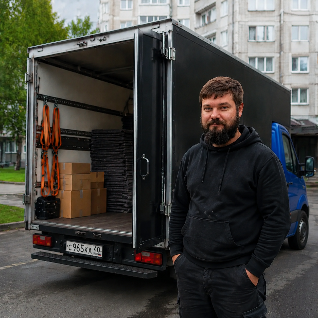 Дмитрий Алдошин у открытого кузова Газели — аккуратная погрузка